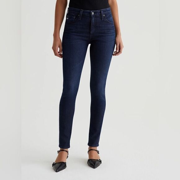 AG-ed Denim The Farrah Skinny Ankle High Rise Dark Wash Stretch Denim - Picture 1 of 13